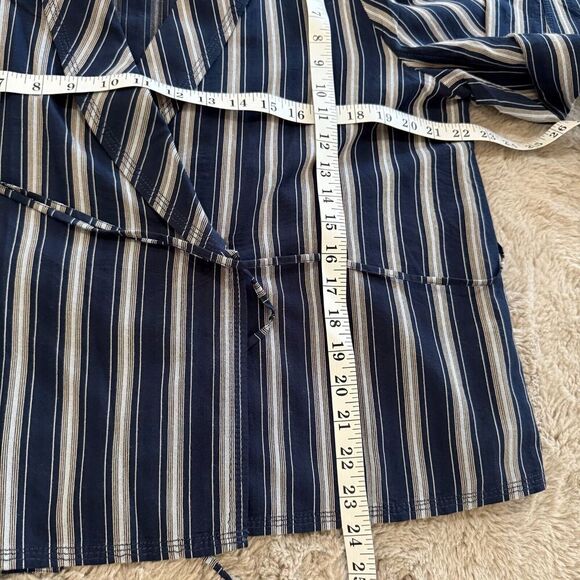 NWOT J.Crew Women Navy Striped Wrap Blazer Sz L Lightweight Career BohoChic $118 - Picture 10 of 14
